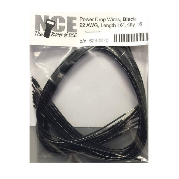 NCE 5240270 Power Drop Wire 22 Gauge 16in Black 16pk