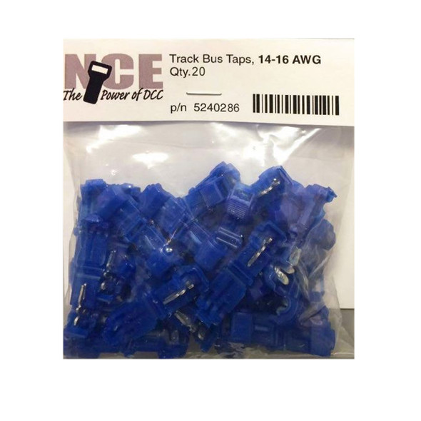 NCE 5240286 Track Bus Taps 14-16 Gauge Blue 20pk