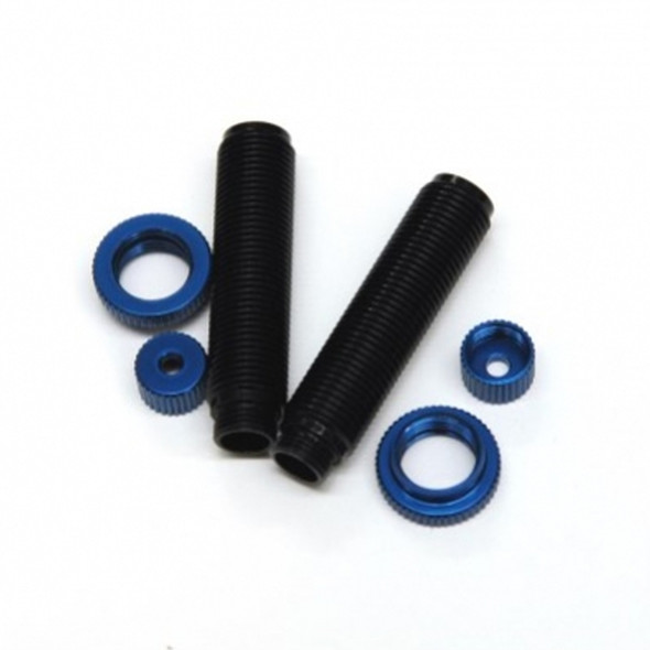 STRC Alum Threaded Shock Bodies Lower Caps & Collar (1 pair) : Ascender BK-Blue