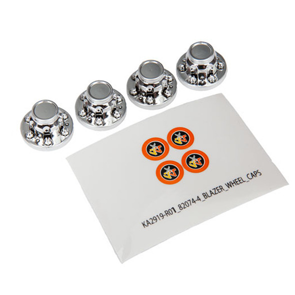 Traxxas 8164 Center Caps Chrome Wheels w/ Decal Sheet (4) : TRX-4