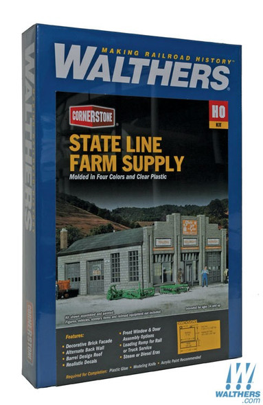 Walthers 933-2912 State Line Farm Supply Kit - 7-1/4 x 5-3/8 x 3" : HO Scale