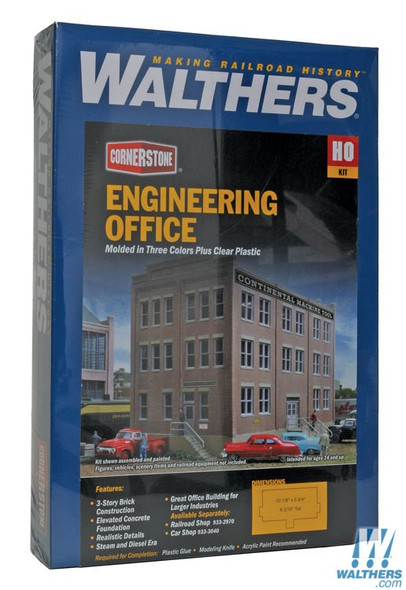 Walthers 933-2967 Engineering Office Kit - 10-1/8 x 5-3/4 x 6-3/16" : HO Scale