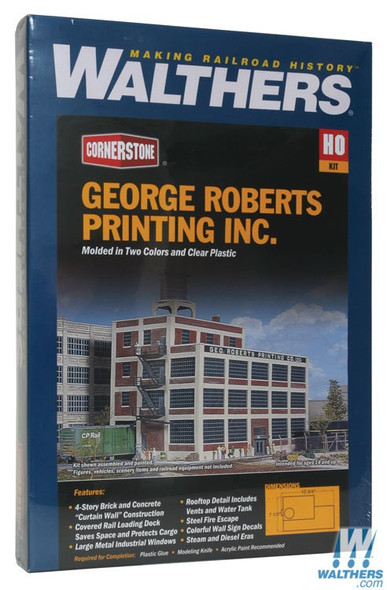 Walthers 933-3046 George Roberts Printing Company Kit - 12-3/4 x 7-1/2 x 9" : HO Scale