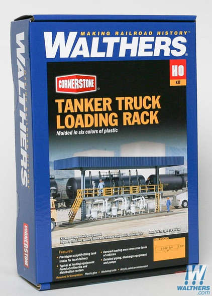 Walthers 933-3169 Tanker Truck Loading Rack Kit - 7 x 3-1/2 x 3-3/16" : HO Scale