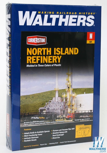 Walthers 933-3219 North Island Oil Refinery Kit - 8-1/16 x 5" : N Scale