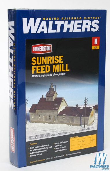 Walthers 933-3239 Sunrise Feed Mill Kit - 9 x 2-3/8 x 4-1/4" : N Scale