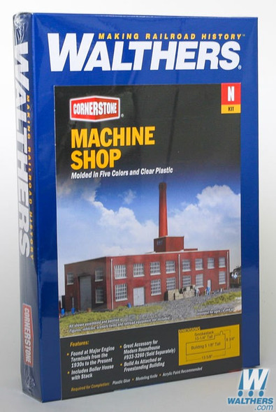 Walthers 933-3264 Machine Shop Kit - 8-1/8 x 5-1/4 x 6-1/2" : N Scale