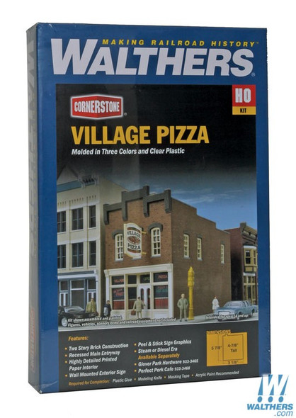 Walthers 933-3469 Village Pizza Kit - 3-1/8 x 5-1/2 x 4-3/4" : HO Scale