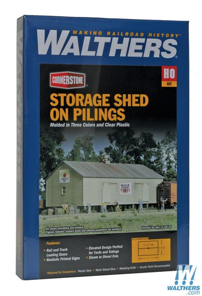 Walthers 933-3529 Storage Shed on Pilings Kit - 4-1/2 x 7 x 3-1/2" : HO Scale Walthers 933-3529 Storage Shed on Pilings Kit - 4-1/2 x 7 x 3-1/2" : HO Scale