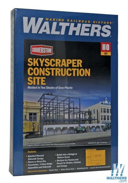 Walthers 933-3761 Skyscraper Construction Site Kit : HO Scale