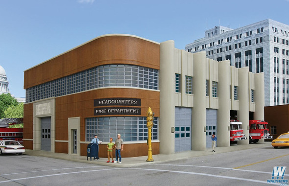 Walthers 933-3765 Fire Department Headquarters Kit : HO Scale