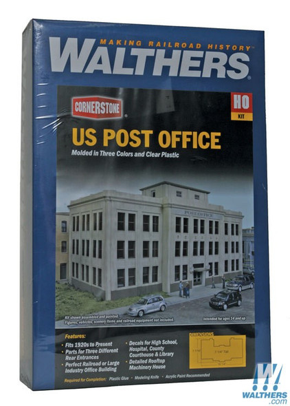 Walthers 933-3782 United States Post Office Kit 13-1/2 x 7-1/16 x 7-1/4" : HO Scale