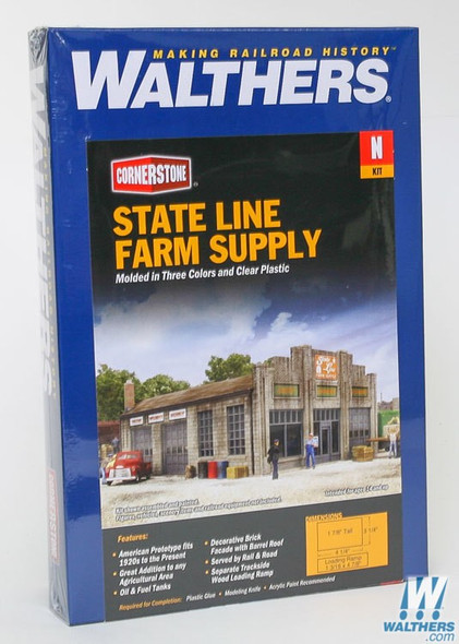 Walthers 933-3808 State Line Farm Supply Kit: 3-1/4 x 4-1/4 x 1-7/8" : N Scale