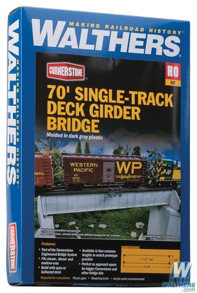 Walthers 933-4505 30' Single-Track Railroad Deck Girder Bridge Kit : HO Scale