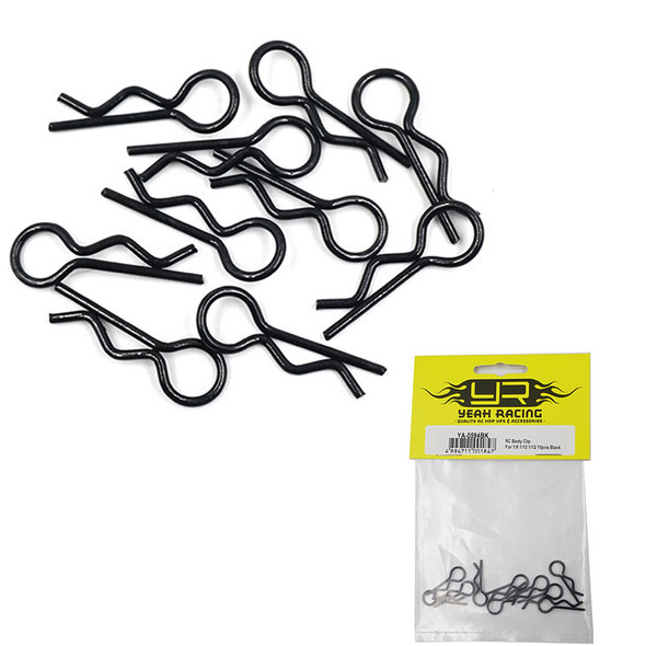 Yeah Racing YA-0594BK RC Body Clip For 1/8 1/10 1/12 10pcs Black