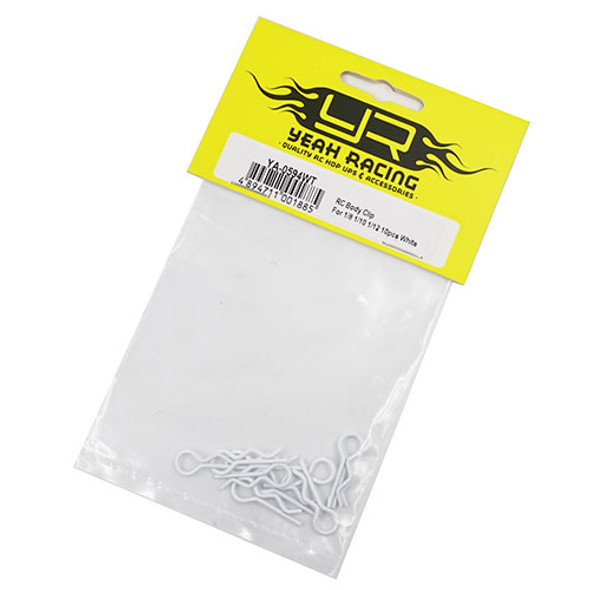 Yeah Racing YA-0594WT RC Body Clip : 1/8 1/10 1/12 10pcs White