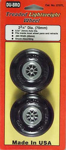 Dubro 275TL Treaded Lightweight Wheel 2-3/4" (2)