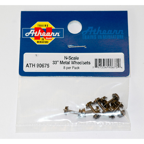 Athearn N 33" Metal Wheel Set (8) ATH90675