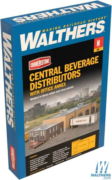 Walthers 933-3861 Central Beverage Distributors w/ Office Annex Kit : N Scale