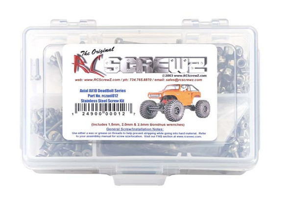 RC Screwz AXI012 Stainless Steel Screw Kit AX10 Deadbolt