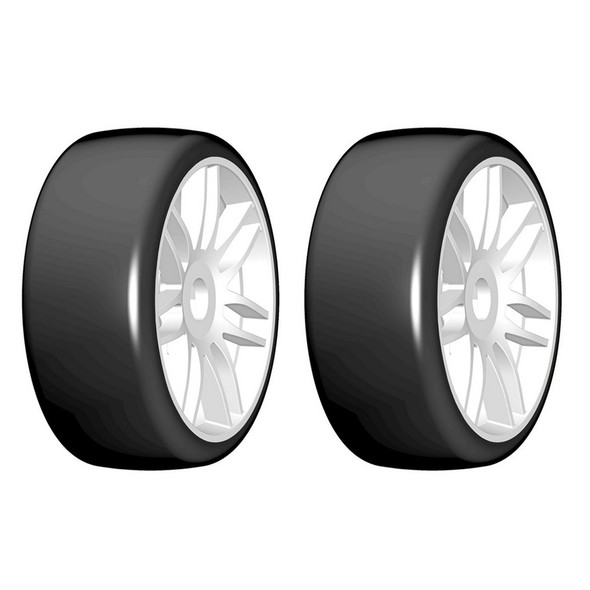 GRP GTJ02-R1 1:8 GT T02 SLICK R1 Rain Belted Tire w/ White Wheel (2)