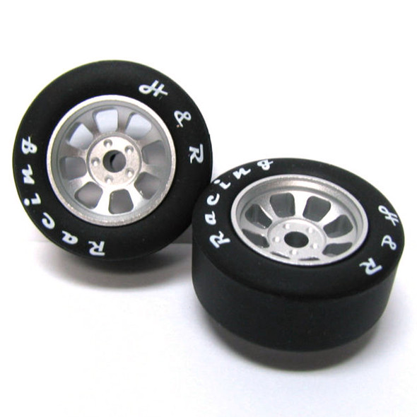 H&R Racing HR1106 Nascar Front Silver Narrow Wheel w/ Silicone Tire (2) 1:24 Slot Car