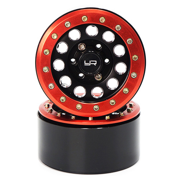 Yeah Racing WL-0117RD 1.9 Alum CNC F-RG Beadlock Wheel w/Wheel Hub (2) Red