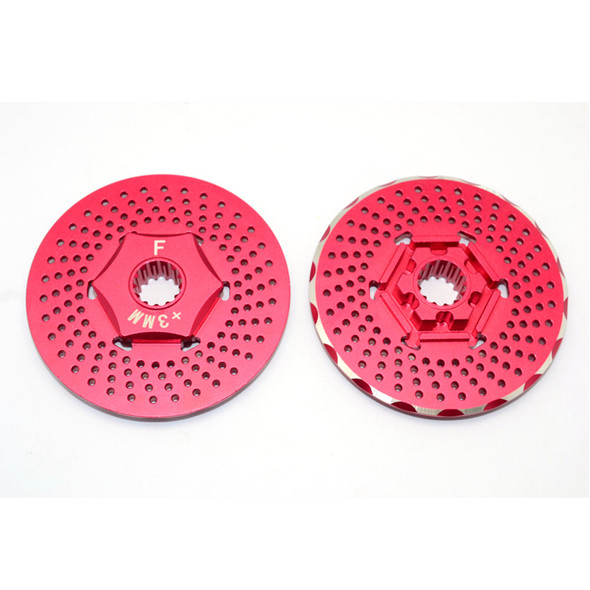 GPM Racing Alum Front Wheel Hex Claw +3mm w/ Brake Disk Red : Traxxas X-Maxx