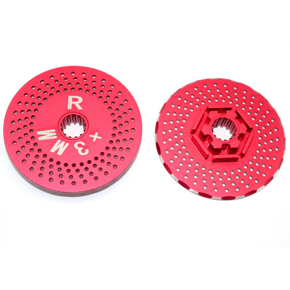 GPM Racing Alum Rear Wheel Hex Claw +3mm w/ Brake Disk Red : Traxxas X-Maxx