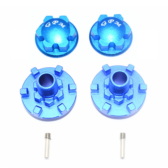 GPM Racing Aluminum Wheel Hex Claw + Wheel Lock Blue : Traxxas E-Revo VXL 2.0