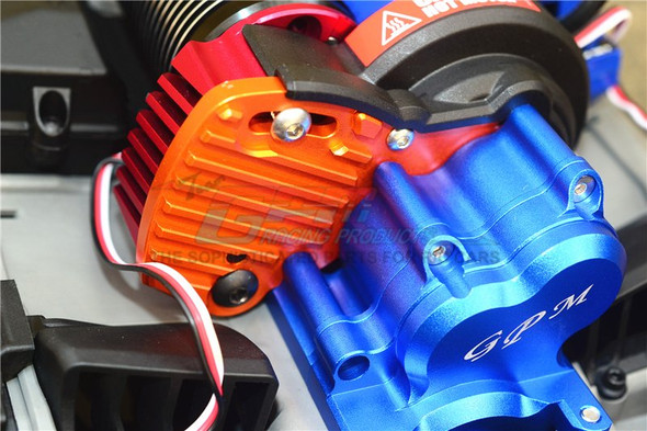 GPM Racing Aluminum Motor Plate w/ Heat Sink Fins Blue : Traxxas E-Revo VXL 2.0