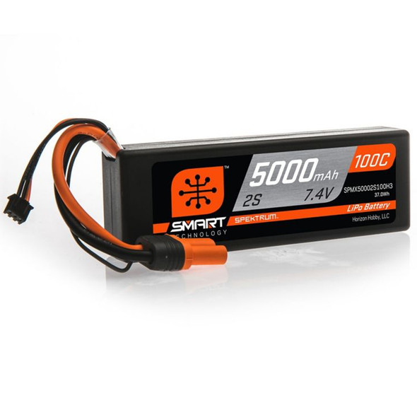 Spektrum 7.4V 5000mAh 2S 100C Smart LiPo Battery Hardcase w/ IC3 Connectors