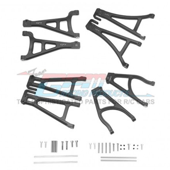 GPM Racing Alum Full Suspension Arm Set F/R & Up/Low Black : Traxxas E-Revo VXL 2.0