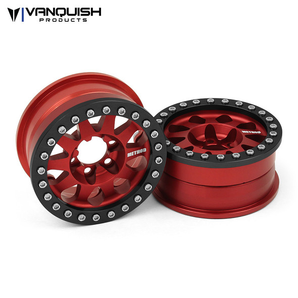 Vanquish VPS07759 Aluminum Method Race Wheel 101 1.9 Beadlock Wheel Red (2)