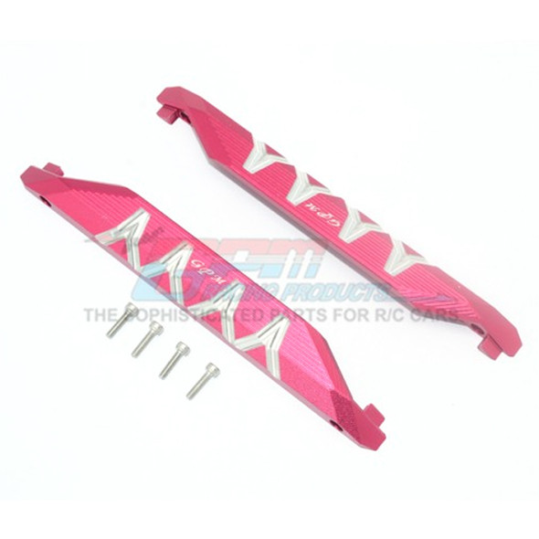 GPM Racing Aluminum Chassis Nerf Bars - Silver Inlay Version (2Pcs) Red : Maxx