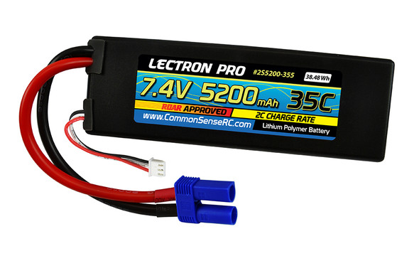 Lectron Pro 7.4V 5200mAh 35C Lipo Battery w/ EC5 Connector : 1/10 Cars & Trucks