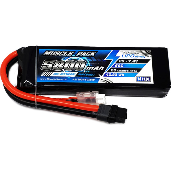 NHX Muscle Pack 2S 7.4V 5800mAh 60C Lipo Battery w/ XT60 Connector