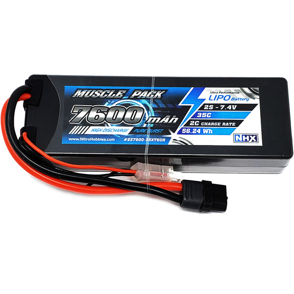 NHX Muscle Pack 2S 7.4V 7600mAh 35C Hard Case Lipo Battery w/ XT60 Connector
