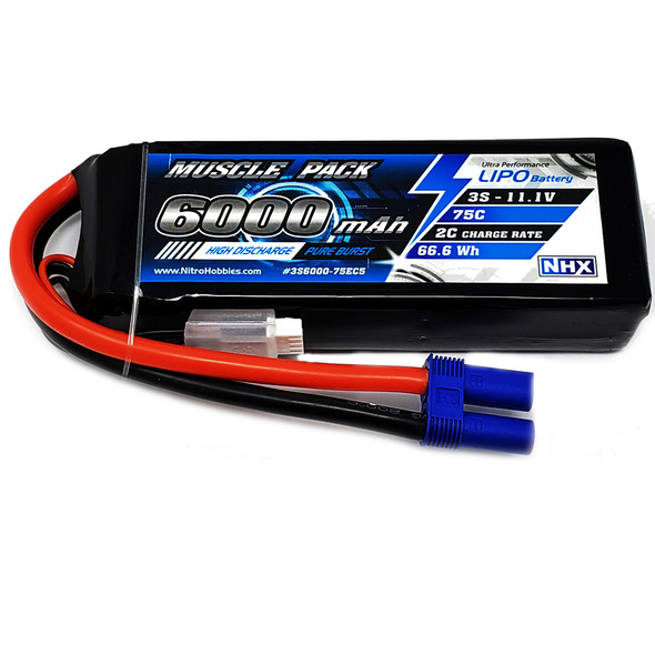 NHX Muscle Pack 3S 11.1V 6000mAh 75C Lipo Battery w/ EC5 Connector