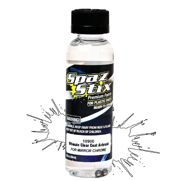 Spaz Stix Ultimate Clear Coat for Mirror Chrome Airbrush Ready Paint 2oz Bottle