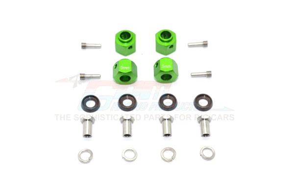 GPM Aluminum Hex Adapters 9mm Thick Green : TRX-4/TRX-6