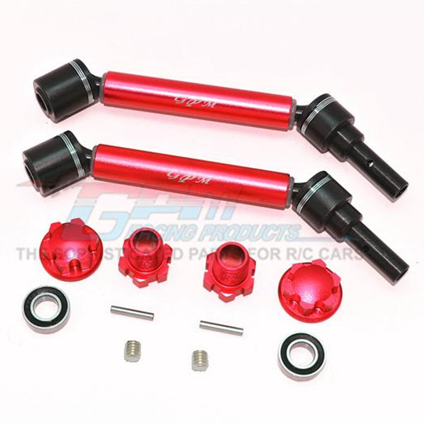 GPM Harden Steel+Alum Frt /Rear Adj. CVD Drive Shaft+Hex Adpt+Whl Lck Red : Maxx