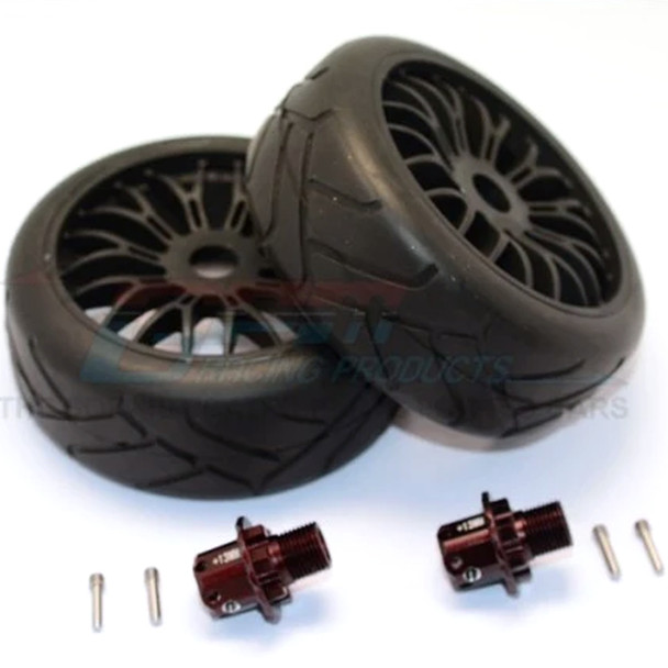 GPM Alum 13mm Hex Adapters+Rubber Radial Tires w/Plastic Whls Brown : Typhon/Senton