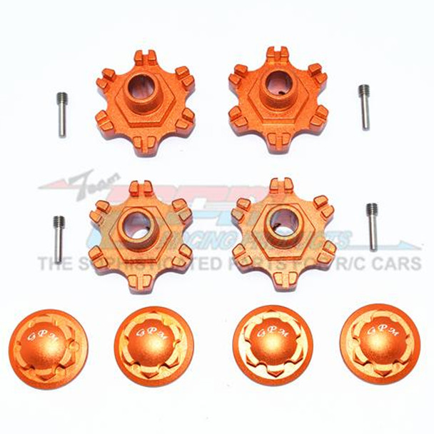 GPM Racing Aluminum Wheel Hex +6mm + Wheel Lock (12Pcs) Orange : Limitless