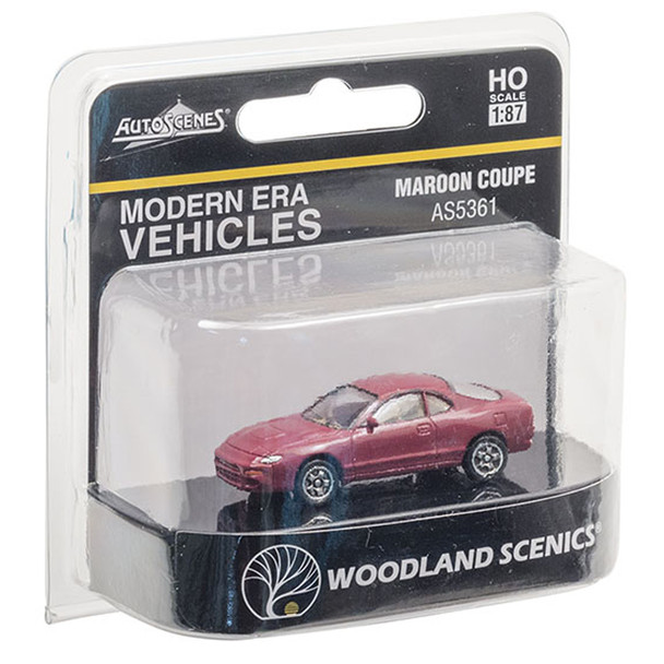 Woodland Scenics AS5361 Modern Era Vehicles Maroon Coupe HO Scale