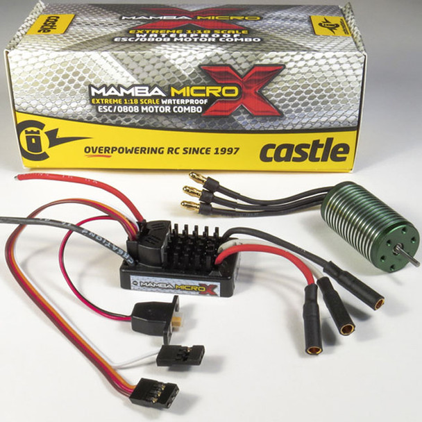 Castle Creation 1/18 Mamba Micro X Waterproof ESC w/ 0808 4100Kv Brushless Motor