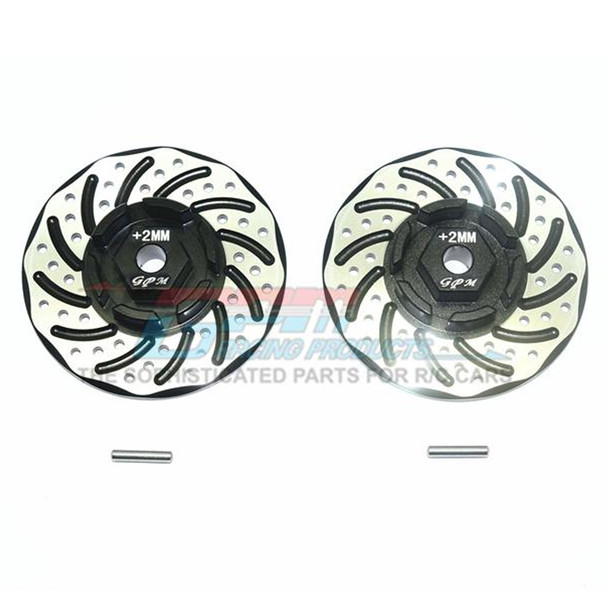 GPM Racing Alum +2mm Hex Black w/ Brake Disk & Silver Lining : Rustler 4x4 VXL