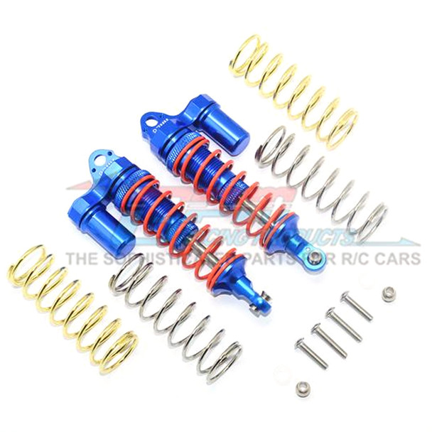 GPM Alum Front Adjustable L-Shape Piggy Back Shocks 87mm Blue : Rustler 4x4 VXL