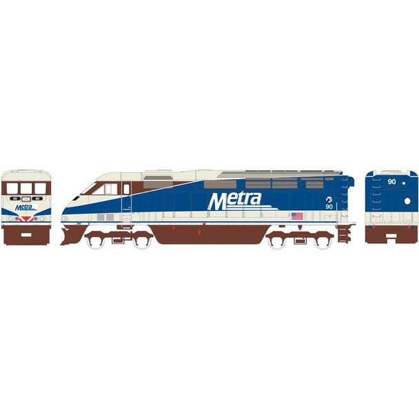 Athearn ATH15261 F59PHI Metra #90 Locomotive N Scale