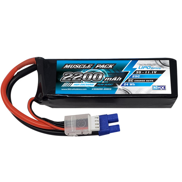 NHX Muscle Pack 3S 11.1V 2200mAh 25C Lipo Battery w/ EC3 Connector